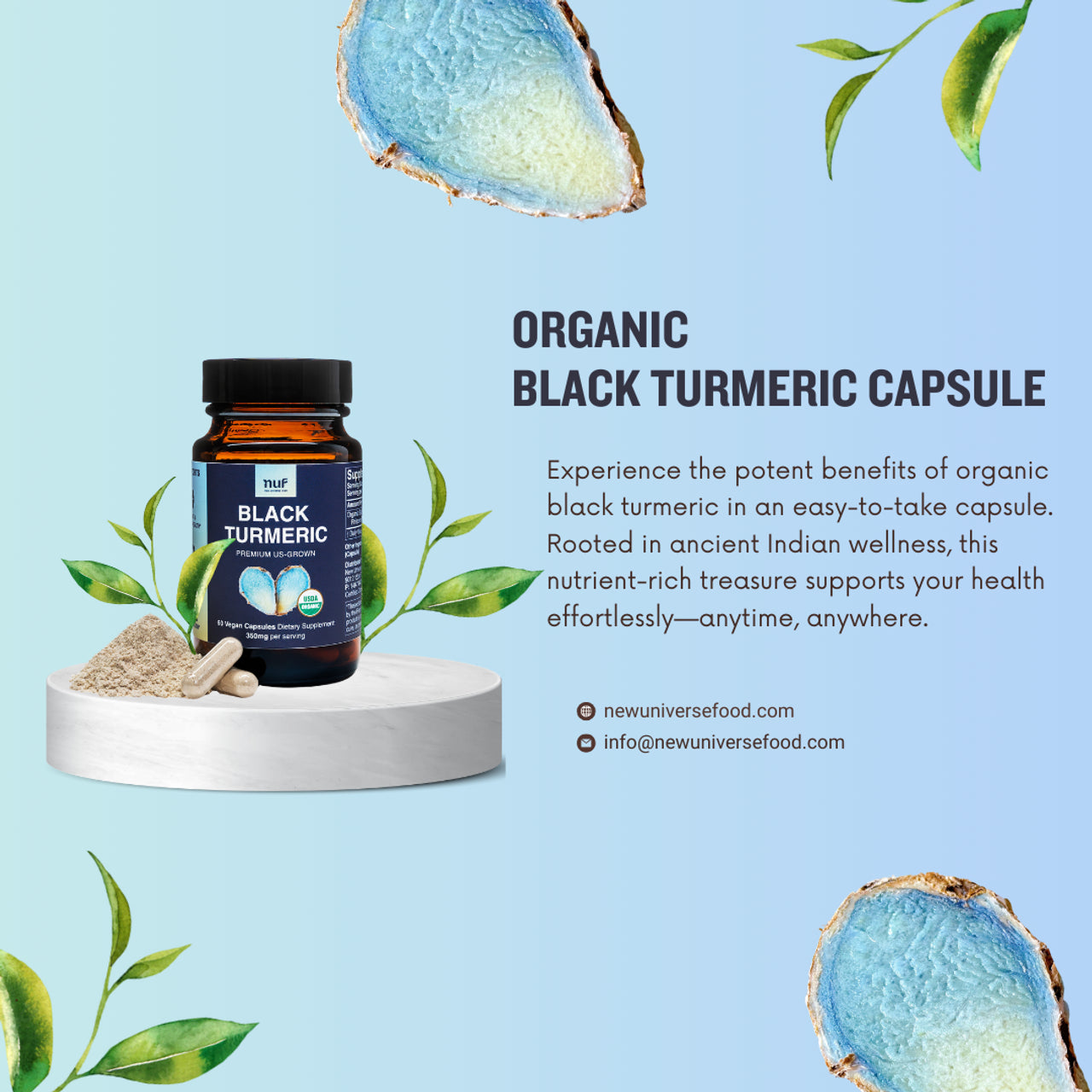 NUF Organic Black Turmeric Capsules - 60 ct