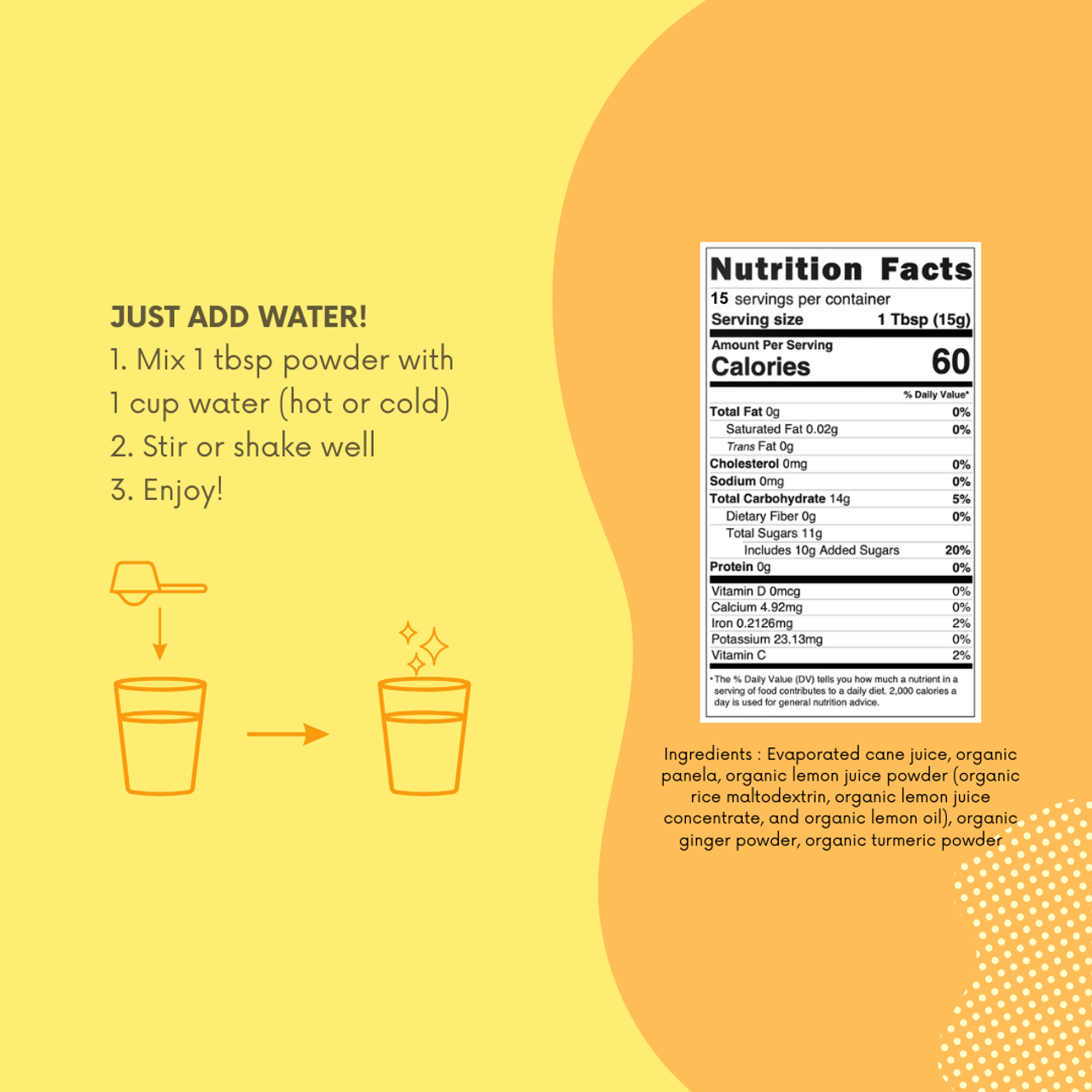 NUF Immuni-Tea: Lemon, Turmeric, Ginger, & Panela tea mix