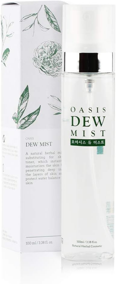 Oasis Dew Mist 3.38oz 100ml, Soothing Calming Facial Mist spray for sensitive skin, Premium Bulgarian Damask rose water