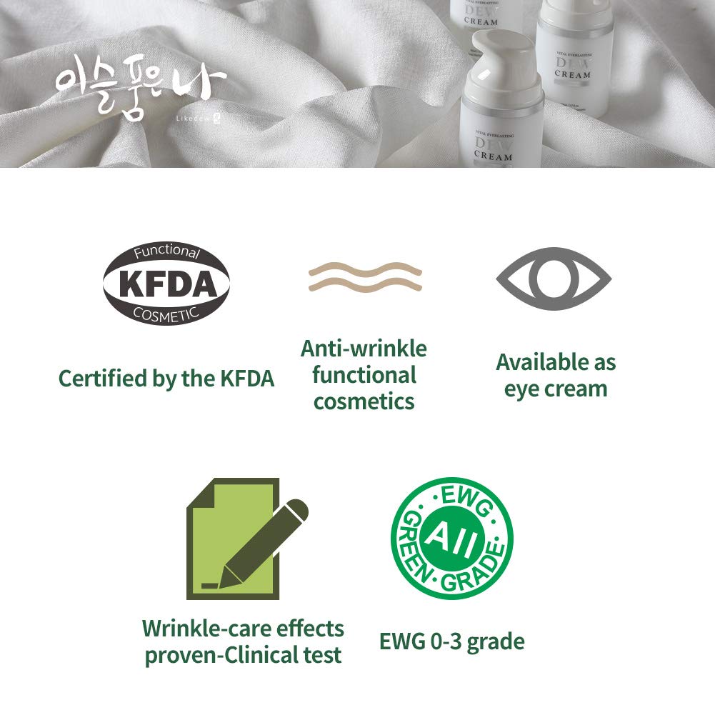 Vital Everlasting Dew Cream 1.76oz 50g, Daily Moisturizing, Anti-wrinkles, Anti-Aging, Rich Emollients to nourish dry skin, Improves skin's health, Day and Night Cream, Verified by EWG's Skin