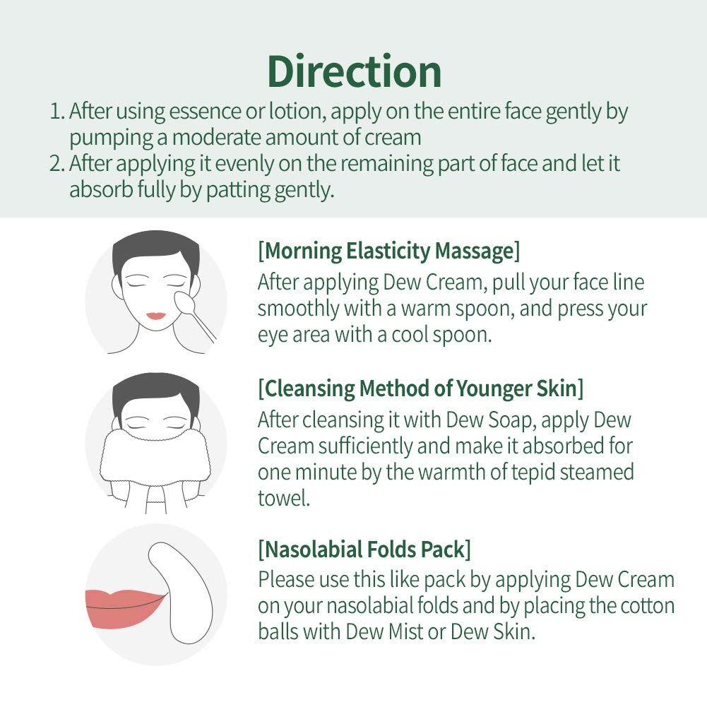 Vital Everlasting Dew Cream 1.76oz 50g, Daily Moisturizing, Anti-wrinkles, Anti-Aging, Rich Emollients to nourish dry skin, Improves skin's health, Day and Night Cream, Verified by EWG's Skin