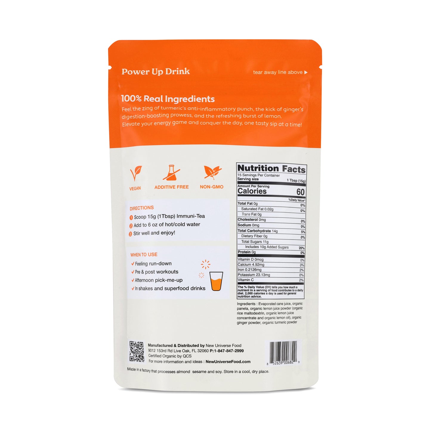 NUF Immuni-Tea: Lemon, Turmeric, Ginger, & Panela tea mix