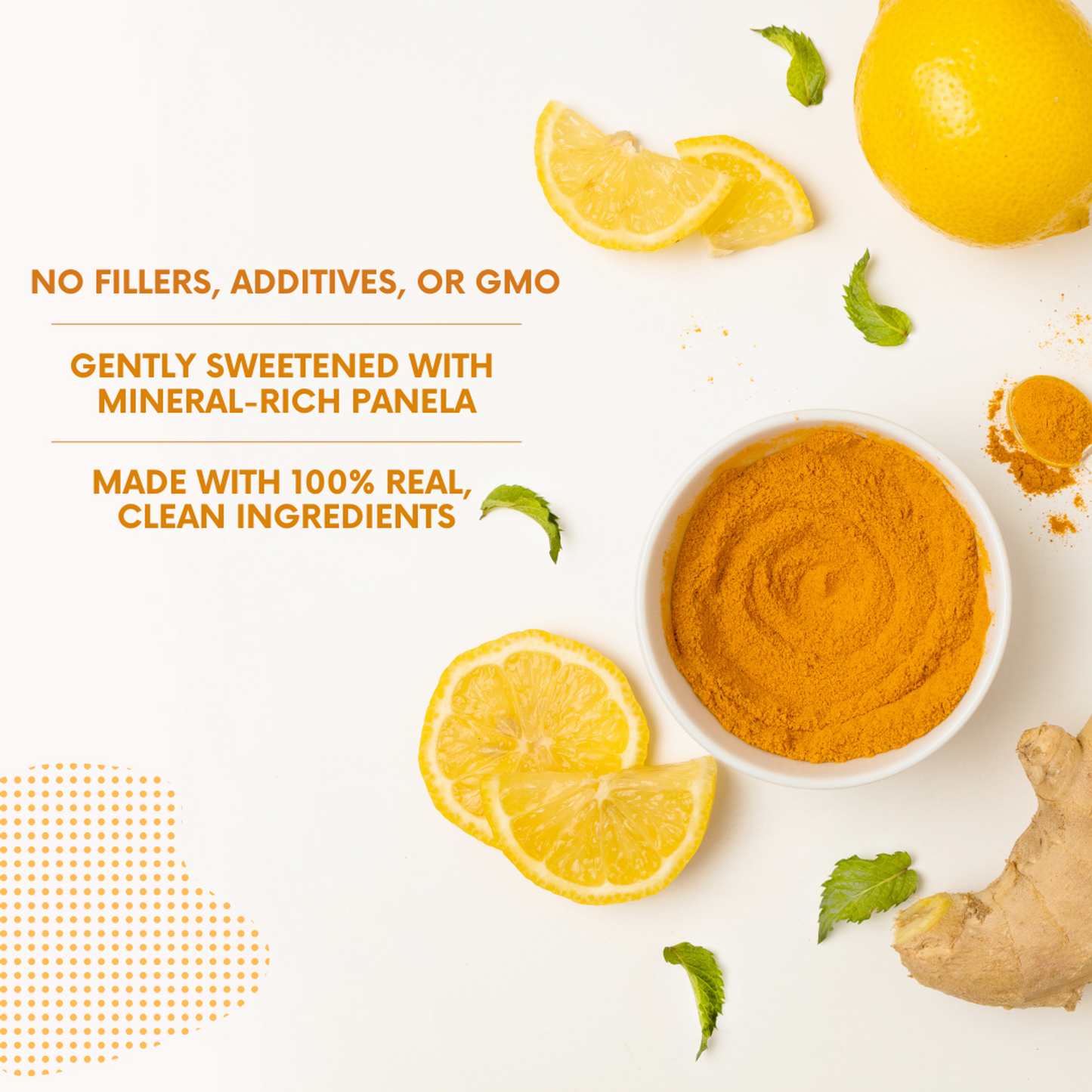 NUF Immuni-Tea: Lemon, Turmeric, Ginger, & Panela tea mix