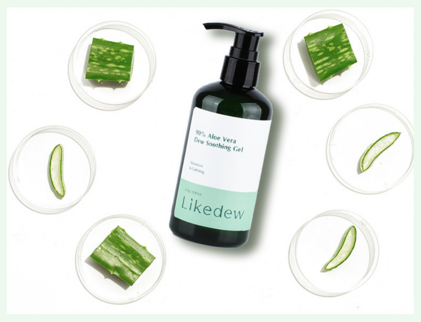 LikeDew 90% Aloe Vera  Soothing Gel - Green tea + Hyaluronic Acid